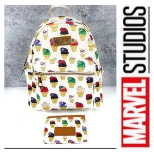 NWT Marvel Ice Cream Cones Backpack with Cardholder Set